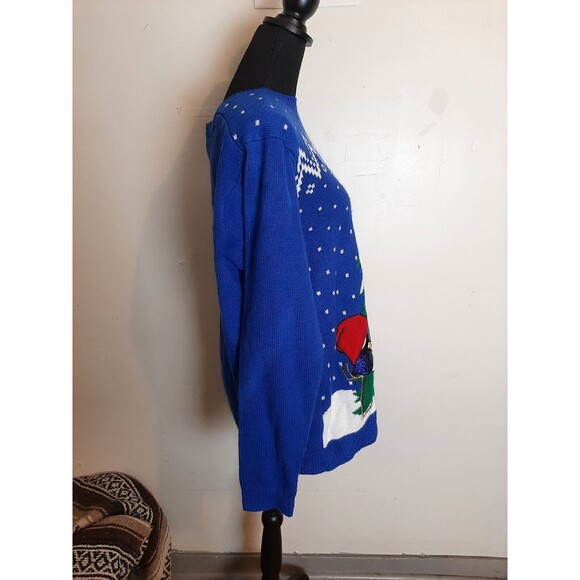 Ugly Christmas Sweater Women XL Beer Snowman Novelty Unisex Funny Sequined - Picture 5 of 9